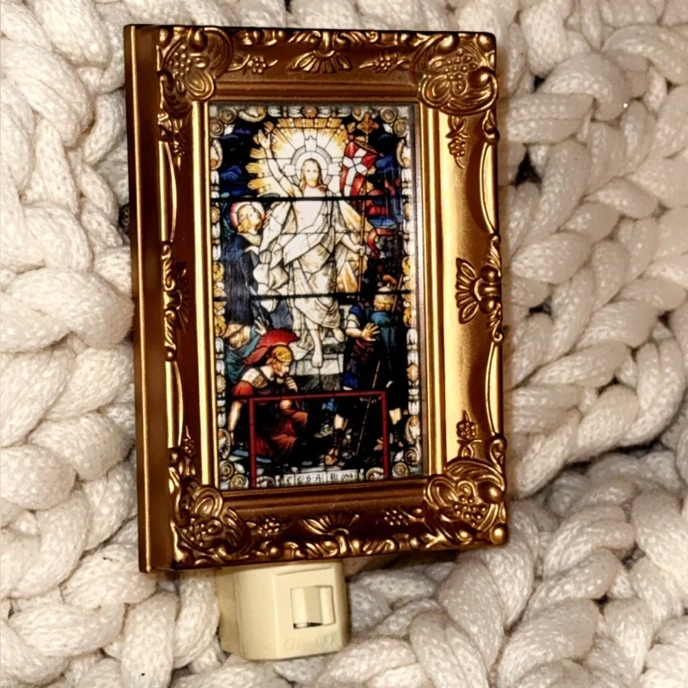 Vintage Gold Framed Religious Night Light
